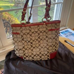 Coach Brown and Red Shoulder Bag